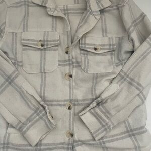 Kendall & Kylie White and Grey Plaid Shacket